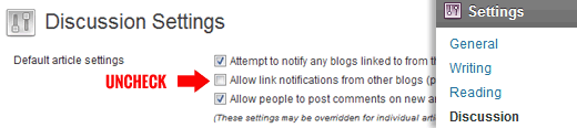 Disable Trackbacks in WordPress