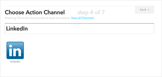 Choose LinkedIn as your action channel