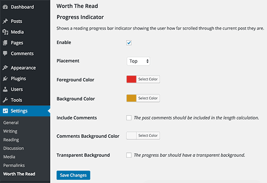 Setting up your reading progress indicator