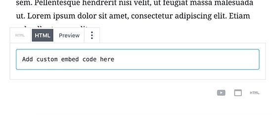 Add a custom embed code in WordPress