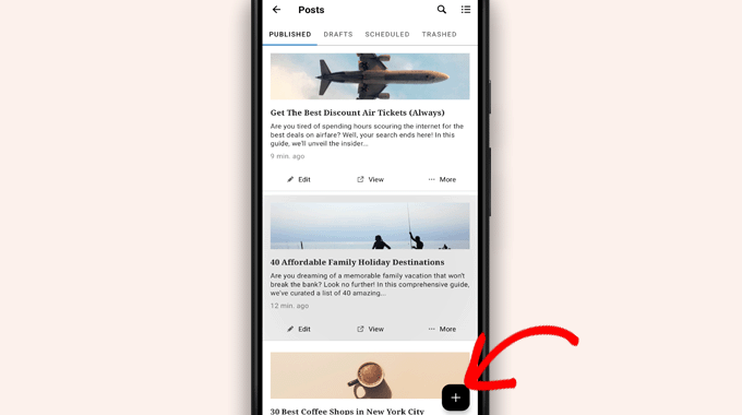 Managing posts in WordPress app