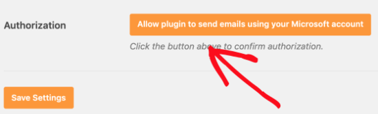 Allow the plugin to send emails using your Microsoft account