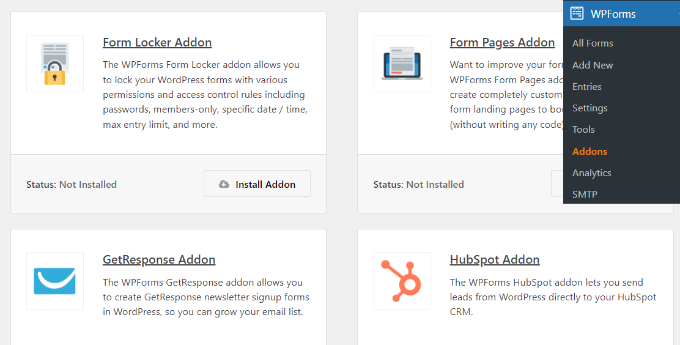 Enable the form locker addon in WPForms