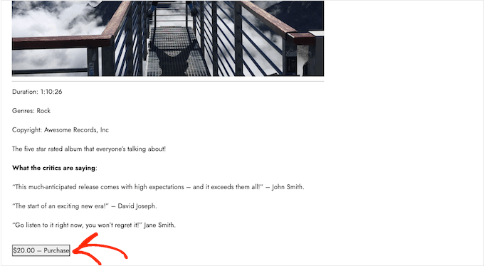 Testing a music purchase on your WordPress website