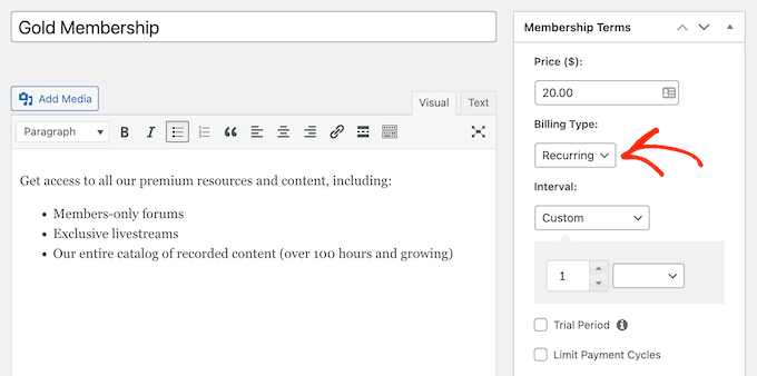How to create a recurring membership using WordPress