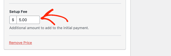 Adding a set up fee to a subscription form with a free trial