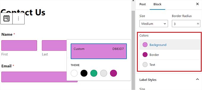 Change field color